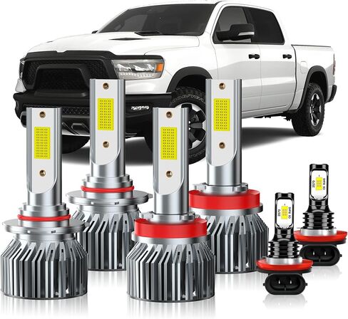 Fit for 2019-2025 Dodge Ram 1500 2500 3500 (without Projector Version) Vehicle Driving Light Bulbs,6000K Safety Bright White,Broader View,Direct Installation,Pack of 6 in Saudi Arabia