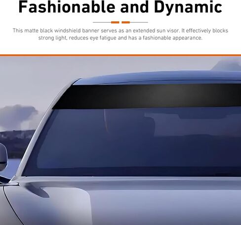 Car Sun Strip Tint, Waterproof Front Windshield Banner Tint, Matte Sun Visor Decal, Universal Windshield Sunshades Accessories for Cars Trucks SUVs (Black） in Saudi Arabia