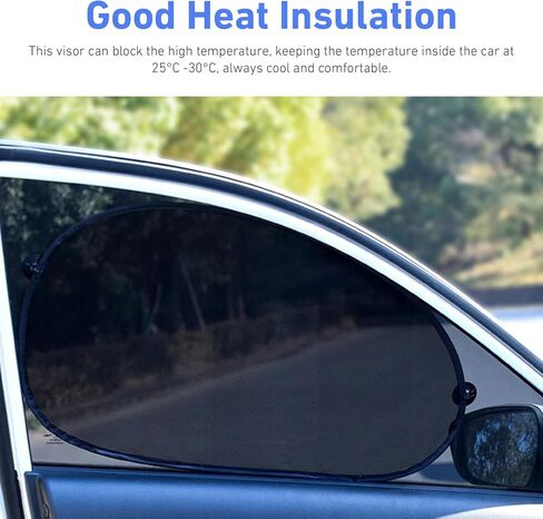 2 PCS Car Side Window Shades, One-way Mesh Privacy Protection Sunshade with Suction, Sun Blocking & Heat Insulation Visor for Baby, Foldable Cover for Front Side Window (Black) in Saudi Arabia