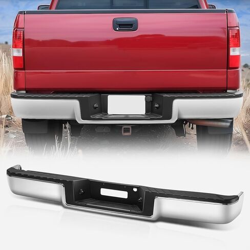 مجموعة المصد الخلفي من Auto Dynasty متوافقة مع 2006-2008 Ford F-150، مع فتحات مستشعر، جانب الأسطول، بدون حزمة سحب، FO1103138، كروم مصقول in Kuwait
