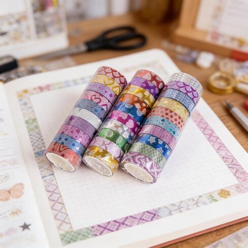 Decorative Masking Tape Set, Colorful Patterned Craft Tape for DIY Scrapbooking, Gift Wrapping and Journaling in Kuwait