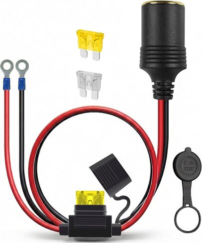 13AWG Heavy Duty Car Cigarette Lighter Socket with 20A Fuse, 12V 24V Female Socket to Round Terminal, 3FT Replacement Power Cord for Inverter, Air Pump, Car Fridge in Saudi Arabia