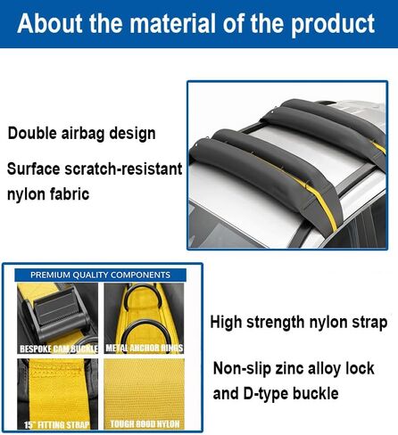 Universal Car Inflatable Roof Soft Rack Pads Luggage Carrier for Kayaks, Canoes, Surfboards and SUPs; Fits Cars and SUVs (Green-Black) in Saudi Arabia