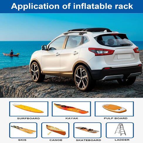 Universal Car Inflatable Roof Soft Rack Pads Luggage Carrier for Kayaks, Canoes, Surfboards and SUPs; Fits Cars and SUVs (Green-Black) in Saudi Arabia