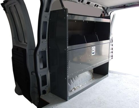 True Racks Van Shelving Package Set of 2 Shelves with Doors for Full Size GMC Savana, Chevy Express, Ford Transit Low Roof, Grey, VA45132D2 in Kuwait