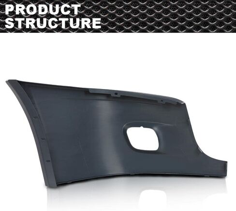 CNNELL Light Bumper End Reinforcement Grey w/Fog Light Hole Compatible with Freightliner Cascadia 2008-2017 Left Driver Side Bumper Cover 2127300004 in Kuwait