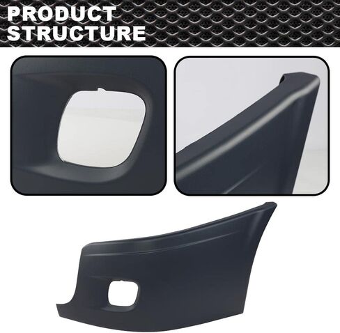 CNNELL Light Bumper End Reinforcement Grey w/Fog Light Hole Compatible with Freightliner Cascadia 2008-2017 Left Driver Side Bumper Cover 2127300004 in Kuwait