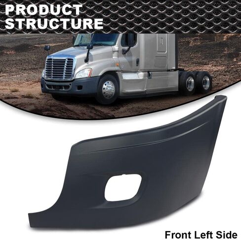 CNNELL Light Bumper End Reinforcement Grey w/Fog Light Hole Compatible with Freightliner Cascadia 2008-2017 Left Driver Side Bumper Cover 2127300004 in Kuwait