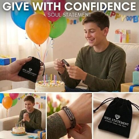 Engraved Leather Adjustable Bracelet for Men & Teens, Confirmation Inspirational Christian Gifts for Teenagers in Saudi Arabia