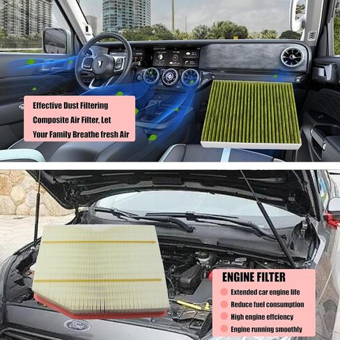 Engine & Cabin Air Filter Kit Compatible with for 2019-2023 GMC Yukon XL Sierra 1500, Chevy Silverado 1500 Suburban Tahoe, Cadillac Escalade ESV OE Replace 13508023 & 84121219 in Saudi Arabia