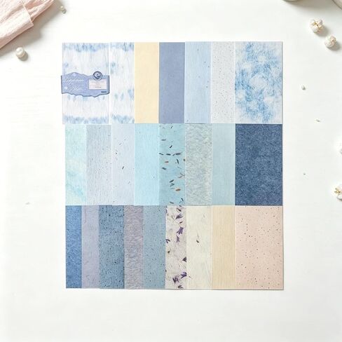 50Pieces Vintage Patterned Scrapbook Paper Set,Decorative Patterned Craft Paper Sheets,Scrapbooking Supplies for DIY Journal Collage Card Making(Blue) in Kuwait
