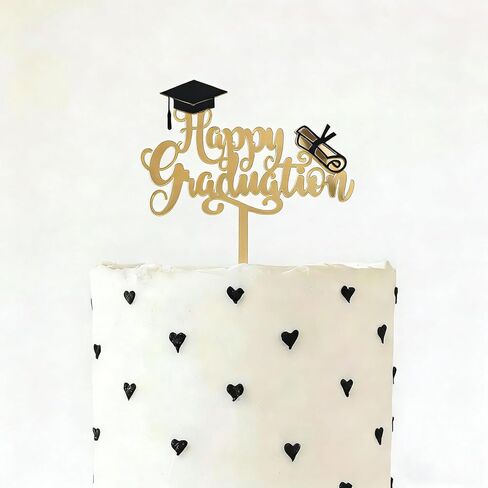 Acrylic Happy Graduation Cake Topper,Golden Grad Hat Diploma Cake Topper,Class of 2026 Graduates Grad Decor for Graduation Themed Party Decoraton Supplies in Saudi Arabia