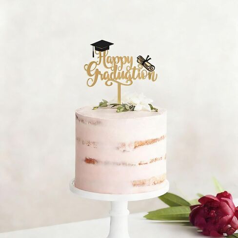 Acrylic Happy Graduation Cake Topper,Golden Grad Hat Diploma Cake Topper,Class of 2026 Graduates Grad Decor for Graduation Themed Party Decoraton Supplies in Saudi Arabia