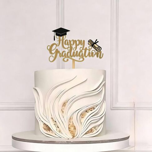 Acrylic Happy Graduation Cake Topper,Golden Grad Hat Diploma Cake Topper,Class of 2026 Graduates Grad Decor for Graduation Themed Party Decoraton Supplies in Saudi Arabia