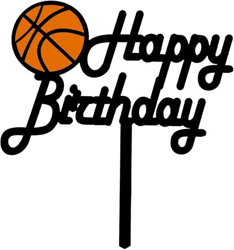 1 PCS Basketball Cake Toppers Black acrylic cake top for Basketball Sports Theme Birthday Boy Birthday cake decorations in Saudi Arabia