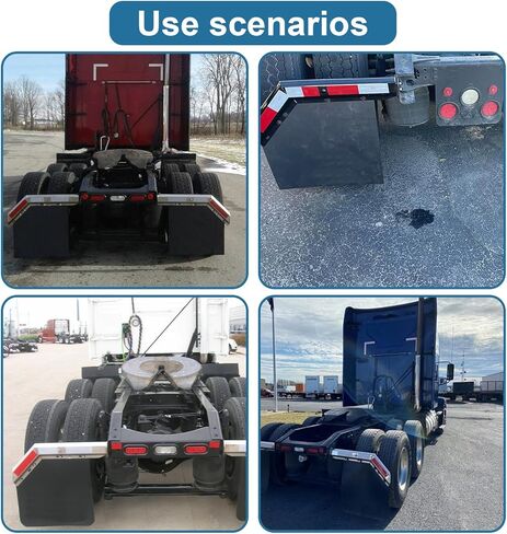 Stainless Angled Spring Loaded Mud Flap Hanger Bracket with Reflective Tapes and 24"x 24" Mud Flap for Semi Trucks-Bolt Spacing 2-1/2" 2.5"-Heavy Duty HD Mudflap Hanger in Kuwait