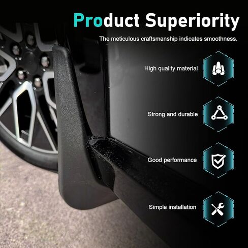 2 PCS Car Mud Flaps, Anti-splash Mudguard for Rear Tire, Heavy-duty Anti-scratch Fender Protector for All-weather, Universal Modification Accessory for Cars SUVs Trucks (Black) in Saudi Arabia