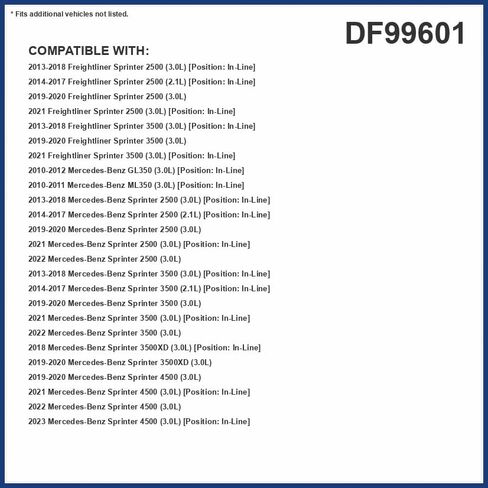 فلتر وقود الديزل PG DF99601 | يناسب سبرينتر 3500، 2010-2012 GL350، 2010-2011 ML350، 2013-2021 فريتلينر سبرينتر 2500 in Saudi Arabia