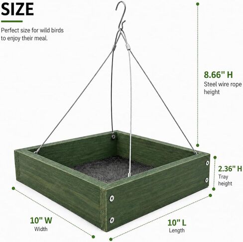 Wooden Hanging Bird Feeder/Heavy-Duty Large Capacity Outdoor Bird Feeder/Drainable Design/Attracts Robins, Sparrows/Includes Hanging Wire/No Assembly Required in Kuwait