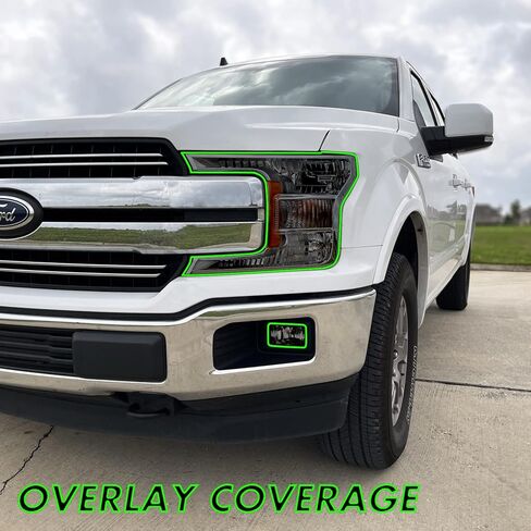 SlickMod PreCut Vinyl Smoke Tint for 2018-2020 Ford F150 Headlight & Foglight (1. Headlight & Foglight, 35% Light Smoke) in Kuwait