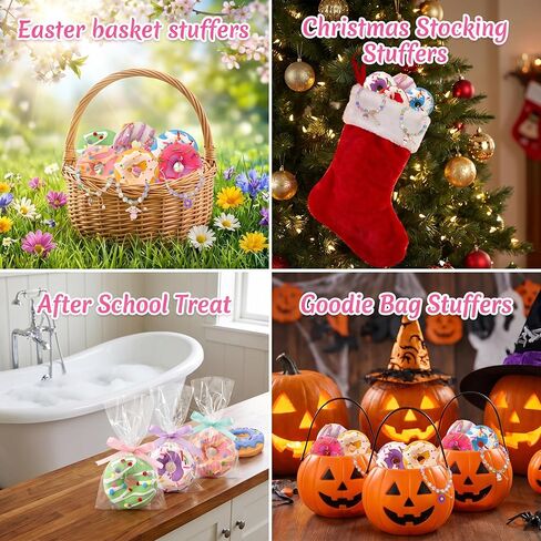 Donut Bath Bombs for Girls, 4oz/Pack of 9 Bath Bombs for Kids with Surprise Inside, Kids Bath Bombs with Jewelry Inside, Bath Bombs for Girl's Birthday Party Favor, Spa Day Gift in Kuwait