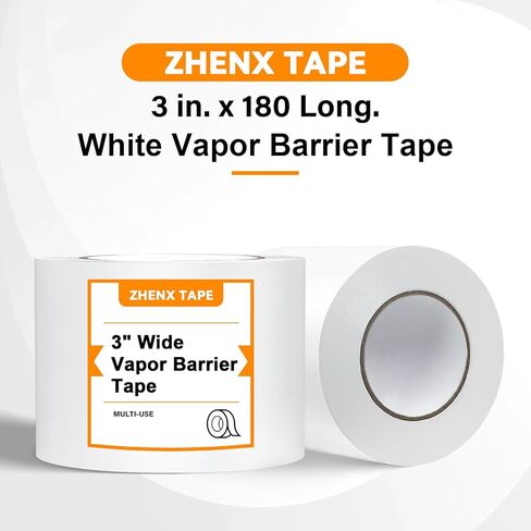 Vapor Barrier Tape, High-Adhesion Waterproof Seam Tape, Insulation Tape 3" Wide x 180' Long, PE Seal Tape 9 mm, for Crawlspaces Barriers Seal and Seam Insulation Repairs & Plastic Liners, 4 Roll in Saudi Arabia