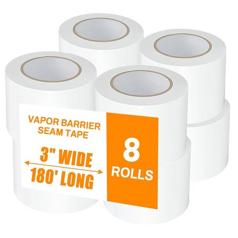 Vapor Barrier Tape, High-Adhesion Waterproof Seam Tape, Insulation Tape 3" Wide x 180' Long, PE Seal Tape 9 mm, for Crawlspaces Barriers Seal and Seam Insulation Repairs & Plastic Liners, 4 Roll in Saudi Arabia