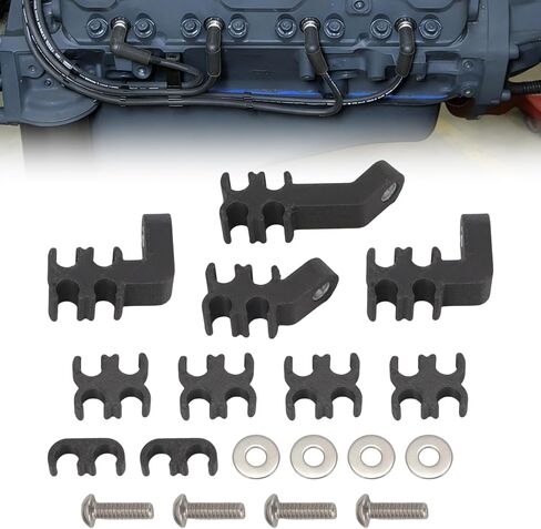 Spark Plug Wire Loom & Separator Kit for Small Block Chevy Engines Pre-1986 with Perimeter Bolt Valve Covers, Under Exhaust Routing for 8mm Wires, Carbon Fiber Separators with Stainless Hardware in Kuwait