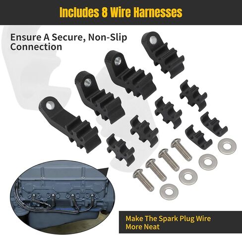 Spark Plug Wire Loom & Separator Kit for Small Block Chevy Engines Pre-1986 with Perimeter Bolt Valve Covers, Under Exhaust Routing for 8mm Wires, Carbon Fiber Separators with Stainless Hardware in Kuwait