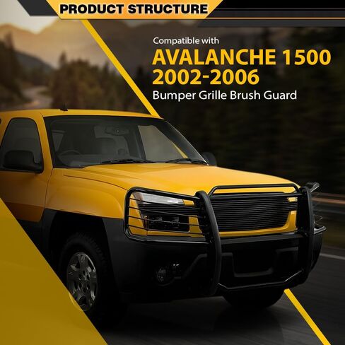 CNNELL واقي فرشاة الشواية الممتصة للصدمات متوافق مع Chevy Avalanche 1500 2002 2003 2004 2005 2006 (مع كسوة الجسم) أسود in Kuwait
