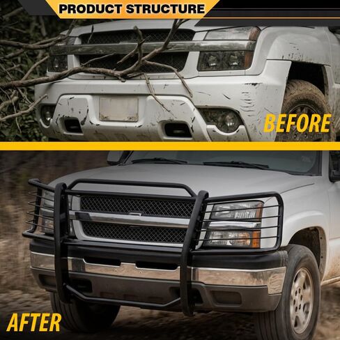 CNNELL واقي فرشاة الشواية الممتصة للصدمات متوافق مع Chevy Avalanche 1500 2002 2003 2004 2005 2006 (مع كسوة الجسم) أسود in Kuwait