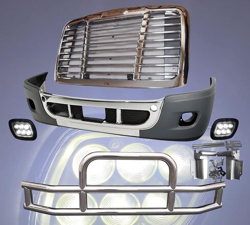 Bumper LED Fog Light Grille Deer Guard Set for Freightliner Cascadia 08-16 in Saudi Arabia