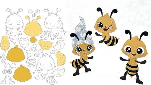 Gnome Friends Honey Bee and Four Leaf Clover Metal Cutting Dies and Stamps 2025 New for Making Scrapbooking DIY Birthdays Album Greeting Card Stencil Die Cuts Decorate (M3028-Dies) in Saudi Arabia