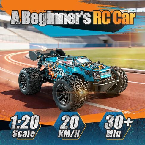 Remote Control Car for Kids, All-Terrain Remote Control Truck for Boys, Rechargeable Rc Truck, 1:20, 20KM/H, 2.4GHZ, Speed Friendly, Sturdy, Ideal Gift for Christmas, Birthday, Kids, Beginner (Blue) in Saudi Arabia