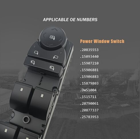 20835553 Power Window Switch Driver Side for 2007-2013 Chevrolet Silverado, Avalanche, 2007-2014 Suburban, Sierra, Yukon with Power Folding Mirrors - Direct Replacement for OEM 15093440 15906881 in Saudi Arabia