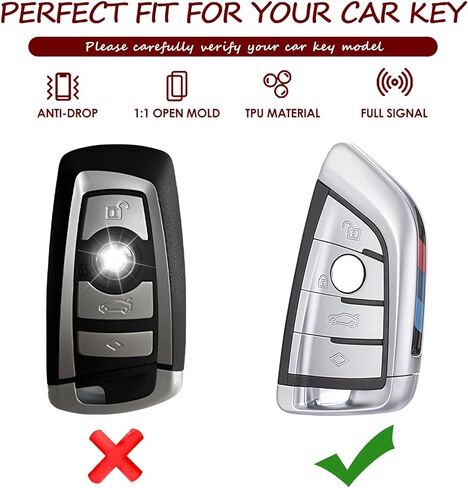 2PCS Compatible with BMW Key Fob Cover Fits 2020 2021 2022 2023 2024 2025 1 2 3 4 5 6 7 8 Series X1 X2 X3 X4 X5 X6 Z4 Case Accessories TPU Protector Grey/White in Saudi Arabia