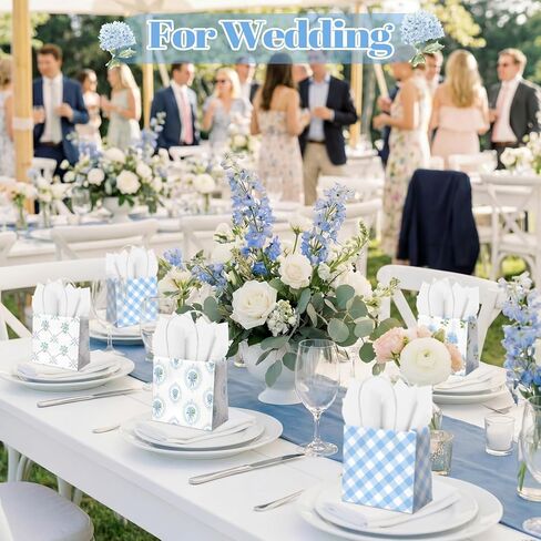 Silkfly 24 Pack Mini Blue Floral Gift Bags with Handles & Tissue Paper 5x5x3 Inch Bulk Small Hydrangea Flower Candy Goodie Bags for Women Baby Shower Tea Party Bridesmaid Birthday Wedding Supplies in Kuwait
