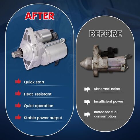 MOCA Starter Motor Compatible with 2001-2003 for Acura CL & 1999-2006 for Acura TL 3.2L V6, 1998-2007 for Honda Accord 3.0L, 2003-2005 for Honda Pilot 3.5L V6 in Kuwait
