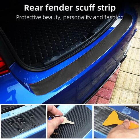 1 Pcs Rear Trunk Bumper Guard Protector for Jeep Grand Cherokee L 2021-2025, Auto Tailgate Edge Scuff Plate Anti Scratch Decal Stickers Carbon Fiber,Black 104 * 9 in Saudi Arabia