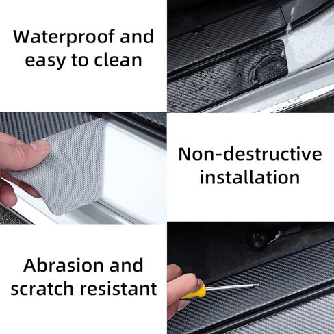 1 Pcs Rear Trunk Bumper Guard Protector for Jeep Grand Cherokee L 2021-2025, Auto Tailgate Edge Scuff Plate Anti Scratch Decal Stickers Carbon Fiber,Black 104 * 9 in Saudi Arabia