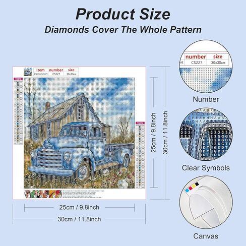 Acudotr Diamond Painting Kits for Adults, 5D DIY Truck Diamond Art Kits for Beginners, Full Drill Diamond Painting Kits for Home Wall Decor, 12x12 Inch in Kuwait