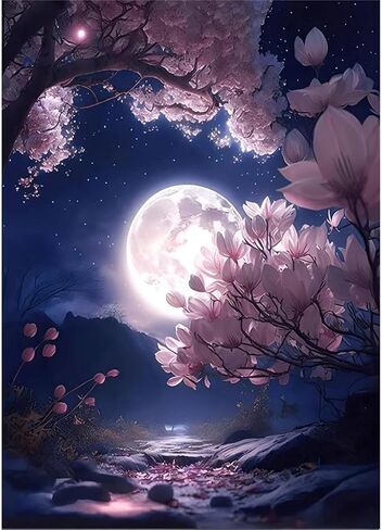 5D Diamond Art Painting, DIY Moon Round Diamond Painting Kits for Adults Beginners, Crystal Rhinestones for Home Wall Decoration Gift,30x40cm/11.8×15.7in in Kuwait