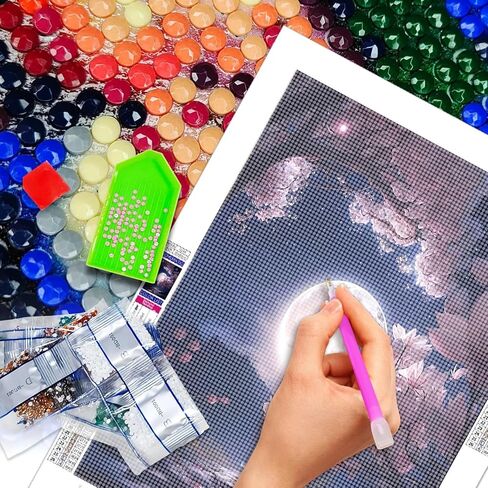 5D Diamond Art Painting, DIY Moon Round Diamond Painting Kits for Adults Beginners, Crystal Rhinestones for Home Wall Decoration Gift,30x40cm/11.8×15.7in in Kuwait