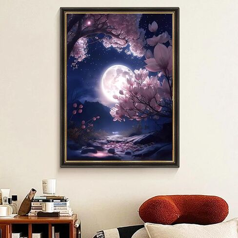5D Diamond Art Painting, DIY Moon Round Diamond Painting Kits for Adults Beginners, Crystal Rhinestones for Home Wall Decoration Gift,30x40cm/11.8×15.7in in Kuwait