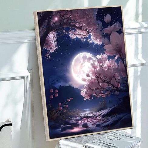 5D Diamond Art Painting, DIY Moon Round Diamond Painting Kits for Adults Beginners, Crystal Rhinestones for Home Wall Decoration Gift,30x40cm/11.8×15.7in in Kuwait