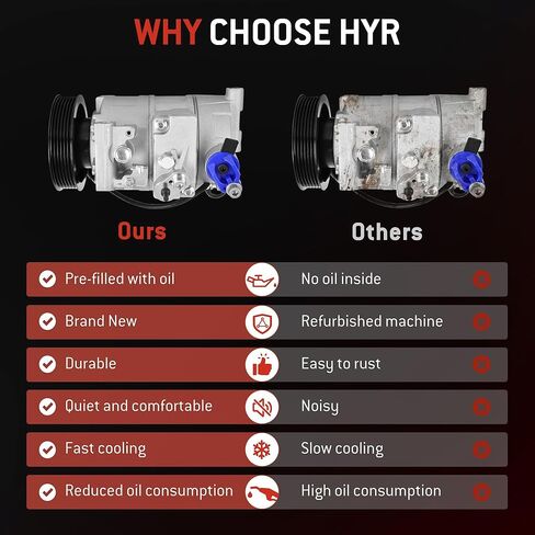 HYR New Air Conditioner AC Compressor with Clutch Compatible with Audi A4 A4 Quattro 2005-2013, Q5 2011-2012, A5 A5 Quattro 2010-2012, A6 2012-2015, A6 Quattro 2013-2015, 1.8L 2.0L 3.2L in Saudi Arabia