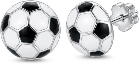 Flat Back S925 Sterling Sliver Sports Earrings, Hypoallergenic Softball/Soccer Stud Earrings for Women with Meaningful Card, Sport Accessories as Birthday Gifts Game Day Jewelry for Fans in Saudi Arabia