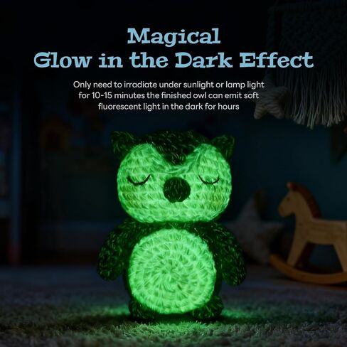 BrilleBrille Crochet Owls Kits Glow in The Dark Owl Knitting Kit Crochet Kit for Beginners Great Birthday Gifts for for Adults and Teens with Step by Step Video Amigurumi Crochet Kit DIY Craft in Saudi Arabia