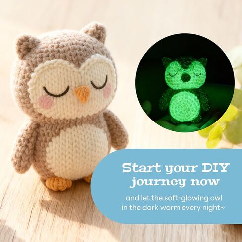 BrilleBrille Crochet Owls Kits Glow in The Dark Owl Knitting Kit Crochet Kit for Beginners Great Birthday Gifts for for Adults and Teens with Step by Step Video Amigurumi Crochet Kit DIY Craft in Saudi Arabia