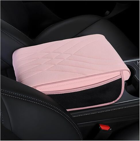 Car Center Console Cover, Non-Slip Memory Foam Vehicle Armrest Seat Box Pillow with 2 Storage Bags, Auto Interior Middle Console Arm Rest Protection Pad, Universal Fit (Black) in Saudi Arabia